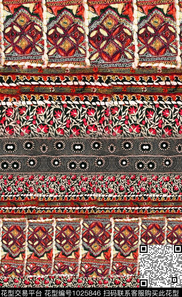 数码华亿平台民族风定位花数码印花华亿平台下载（图片编号: 1025846） - 瓦栏（Walan）