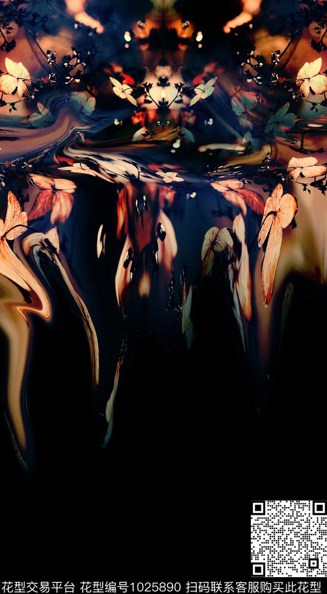 抽象花卉抽象男装定位花数码印花华亿平台下载（图片编号: 1025890） - 瓦栏（Walan）