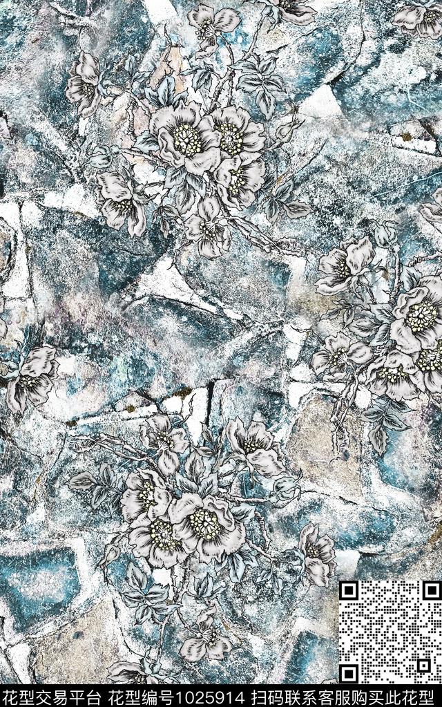 民族风花卉大牌风数码印花华亿平台下载（图片编号: 1025914） - 瓦栏（Walan）