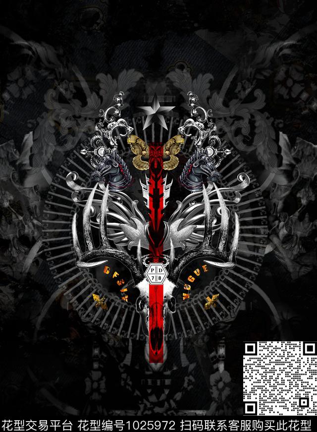 金属人物男装数码印花华亿平台下载（图片编号: 1025972） - 瓦栏（Walan）