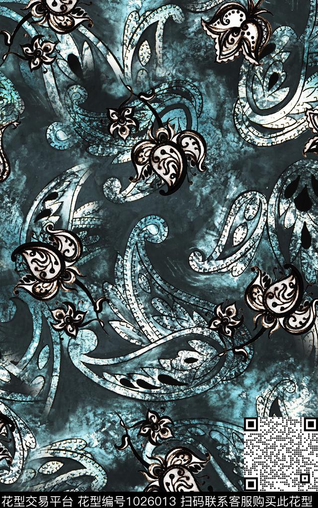 民族风佩斯利大牌风数码印花华亿平台下载（图片编号: 1026013） - 瓦栏（Walan）