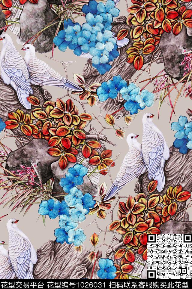 花卉绿植树叶小碎花数码印花华亿平台下载（图片编号: 1026031） - 瓦栏（Walan）