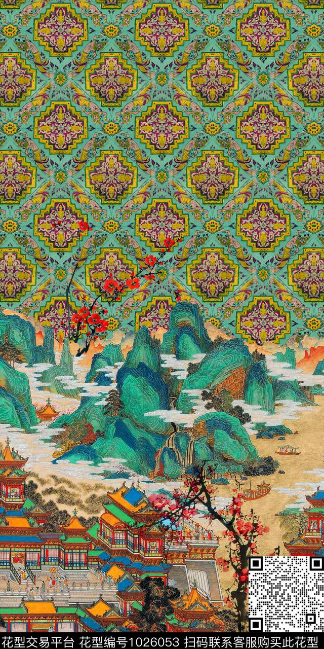 民族风花卉中国风数码印花华亿平台下载（图片编号: 1026053） - 瓦栏（Walan）