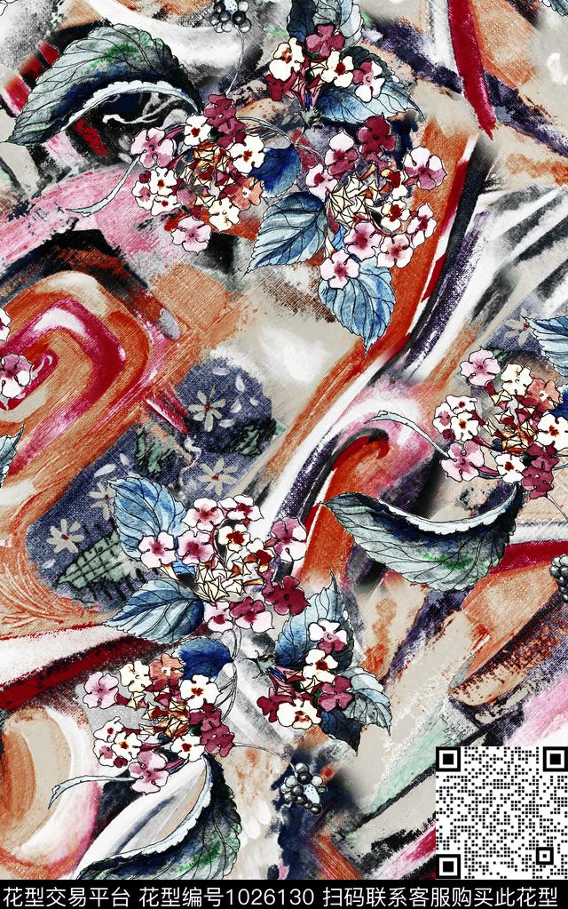 民族风花卉大牌风数码印花华亿平台下载（图片编号: 1026130） - 瓦栏（Walan）