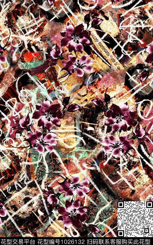 民族风花卉大牌风数码印花华亿平台下载（图片编号: 1026132） - 瓦栏（Walan）