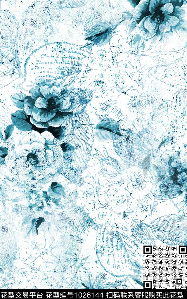 数码华亿平台线条水墨风数码印花华亿平台下载（图片编号: 1026144） - 瓦栏（Walan）