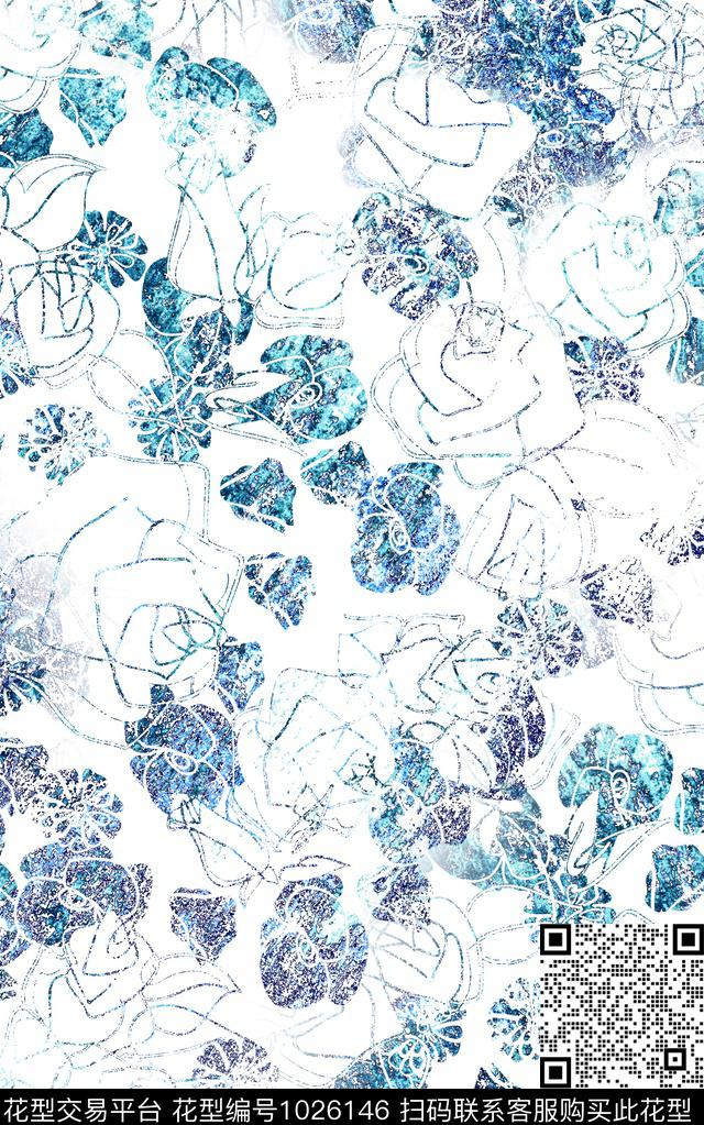 数码华亿平台线条水墨风数码印花华亿平台下载（图片编号: 1026146） - 瓦栏（Walan）