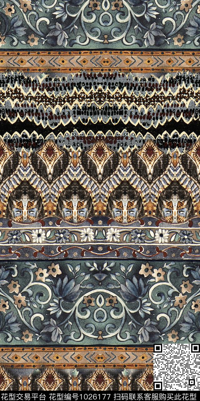 民族风定位花大牌风数码印花华亿平台下载（图片编号: 1026177） - 瓦栏（Walan）