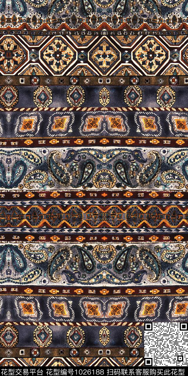 民族风定位花花卉数码印花华亿平台下载（图片编号: 1026188） - 瓦栏（Walan）