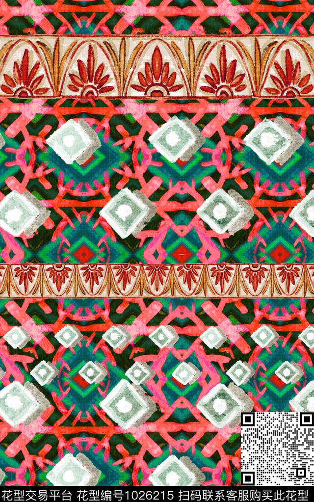 数码华亿平台民族风花卉数码印花华亿平台下载（图片编号: 1026215） - 瓦栏（Walan）