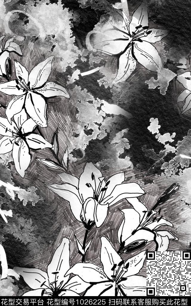 数码华亿平台线条笔触数码印花华亿平台下载（图片编号: 1026225） - 瓦栏（Walan）