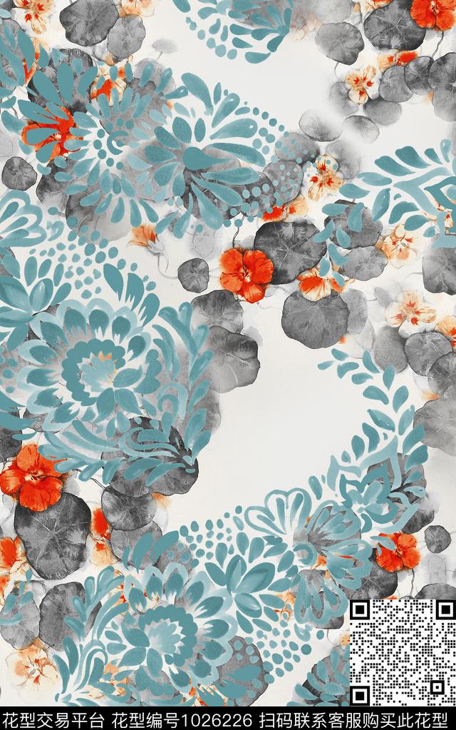 数码华亿平台民族风笔触数码印花华亿平台下载（图片编号: 1026226） - 瓦栏（Walan）