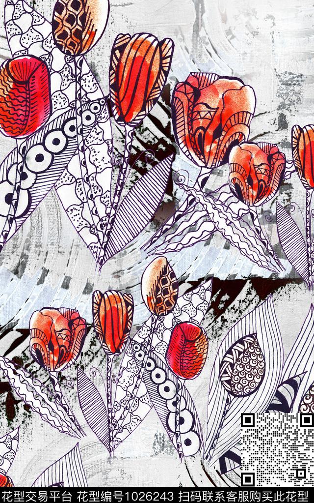 民族风线条几何数码印花华亿平台下载（图片编号: 1026243） - 瓦栏（Walan）