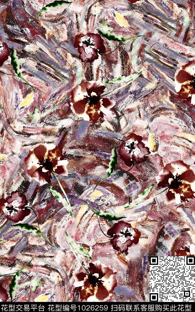 数码华亿平台花卉大牌风数码印花华亿平台下载（图片编号: 1026259） - 瓦栏（Walan）