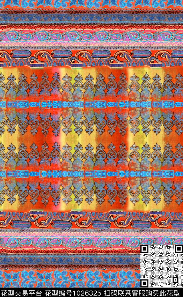 数码华亿平台民族风定位花数码印花华亿平台下载（图片编号: 1026325） - 瓦栏（Walan）