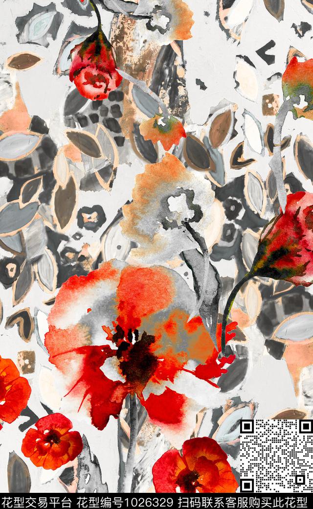 数码华亿平台民族风花卉数码印花华亿平台下载（图片编号: 1026329） - 瓦栏（Walan）