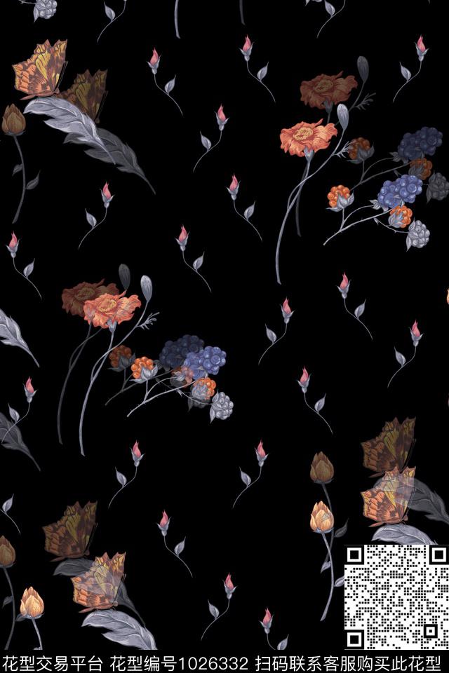 数码华亿平台小碎花玫瑰花数码印花华亿平台下载（图片编号: 1026332） - 瓦栏（Walan）