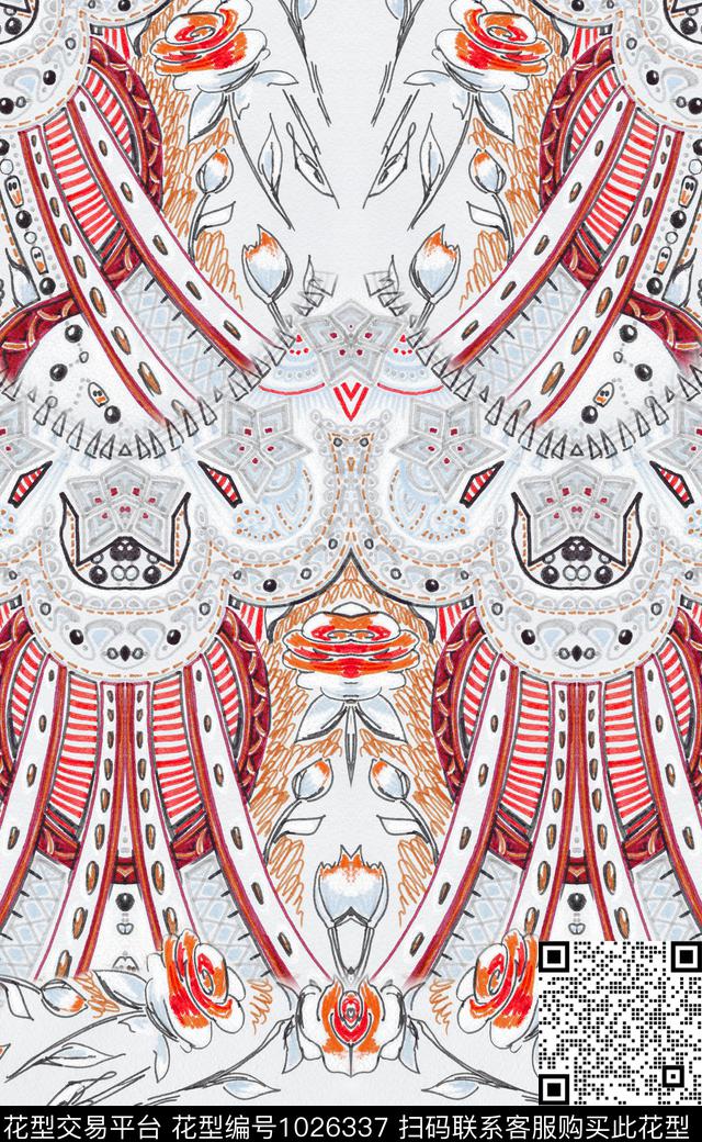 数码华亿平台民族风花卉数码印花华亿平台下载（图片编号: 1026337） - 瓦栏（Walan）