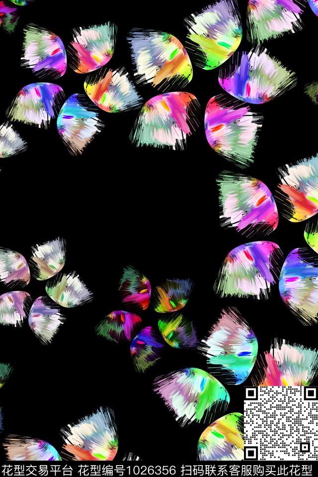 炫彩肌理几何花卉数码印花华亿平台下载（图片编号: 1026356） - 瓦栏（Walan）