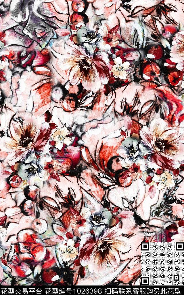 民族风花卉复古数码印花华亿平台下载（图片编号: 1026398） - 瓦栏（Walan）
