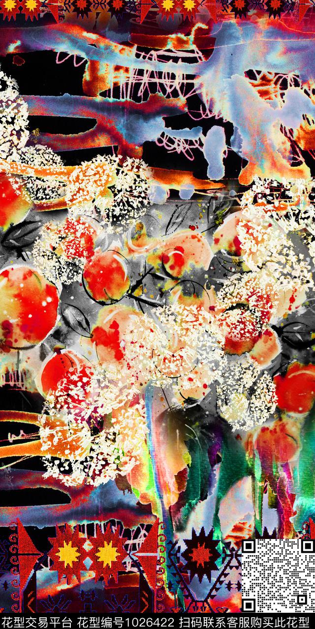 数码华亿平台抽象花卉花卉数码印花华亿平台下载（图片编号: 1026422） - 瓦栏（Walan）