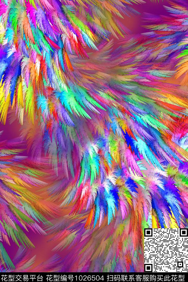 分形抽象羽毛数码印花华亿平台下载（图片编号: 1026504） - 瓦栏（Walan）