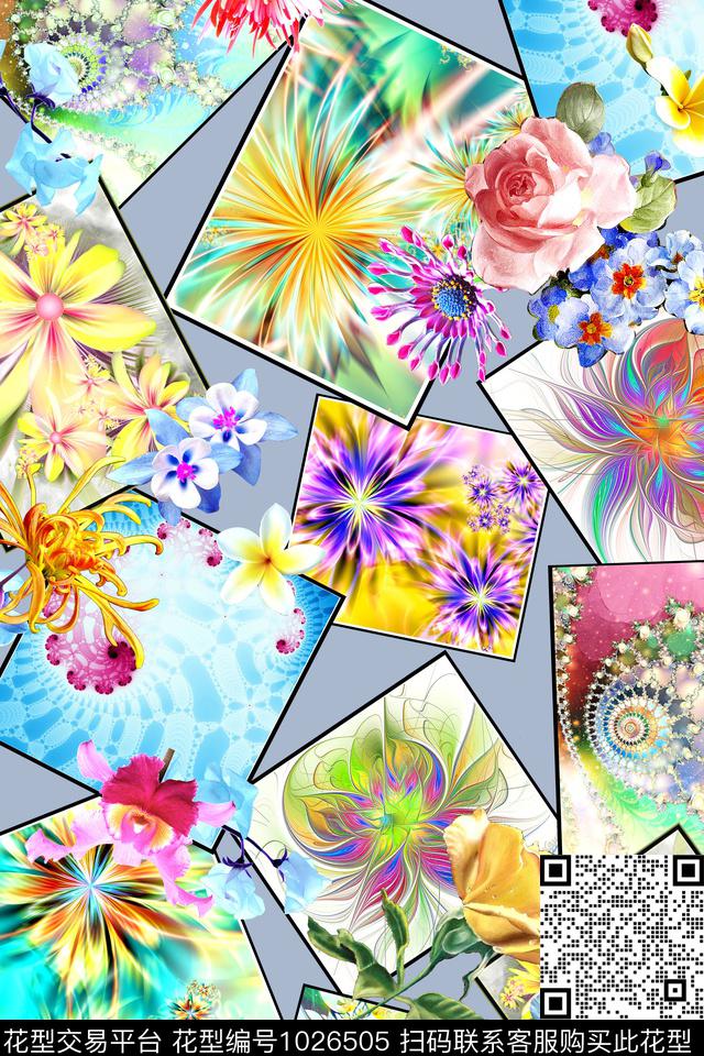 分形抽象花卉数码印花华亿平台下载（图片编号: 1026505） - 瓦栏（Walan）