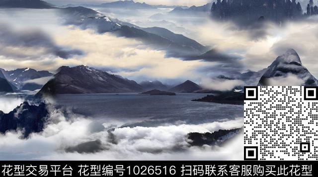 抽象男装山风景景观数码印花华亿平台下载（图片编号: 1026516） - 瓦栏（Walan）