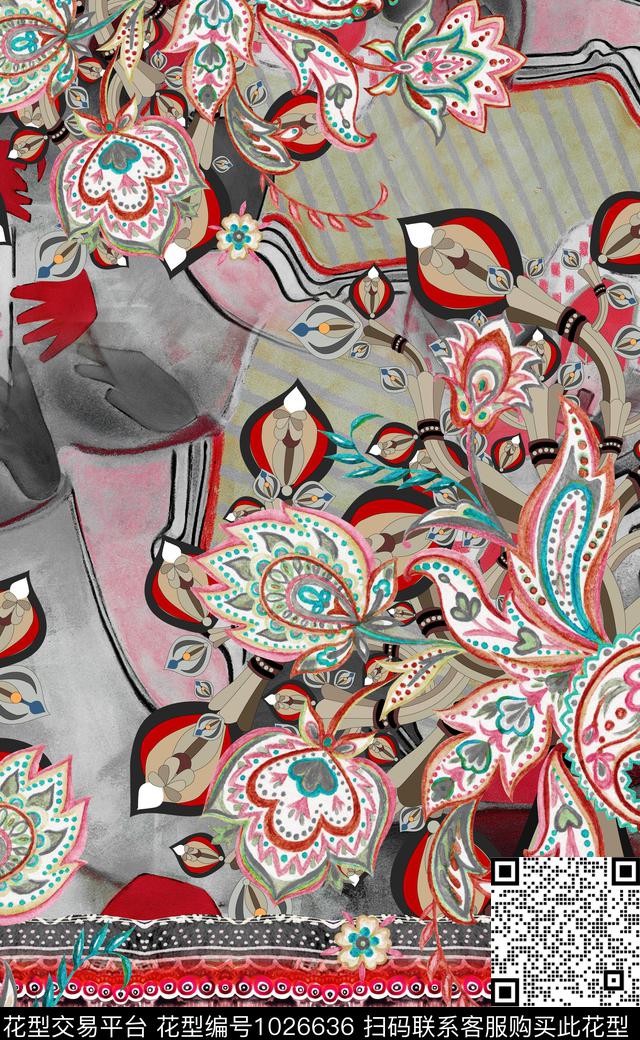 民族风定位花几何数码印花华亿平台下载（图片编号: 1026636） - 瓦栏（Walan）