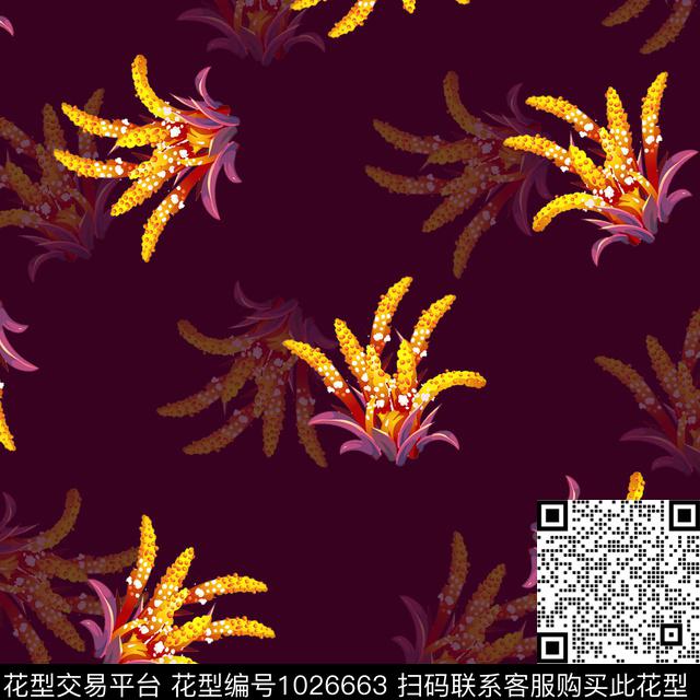 数码华亿平台黑底花卉民族风数码印花华亿平台下载（图片编号: 1026663） - 瓦栏（Walan）