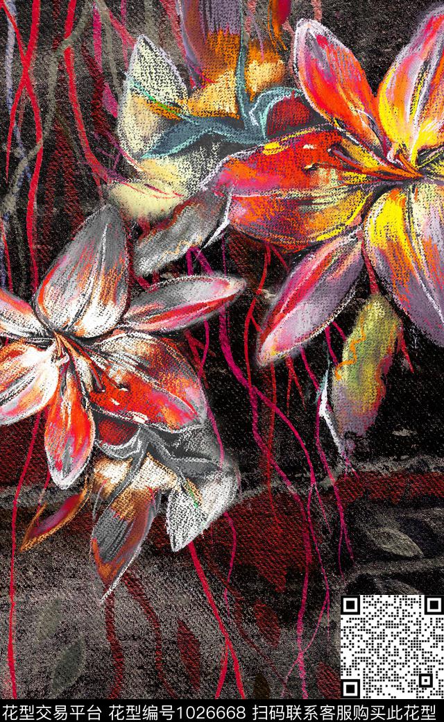 大花肌理定位花数码印花华亿平台下载（图片编号: 1026668） - 瓦栏（Walan）