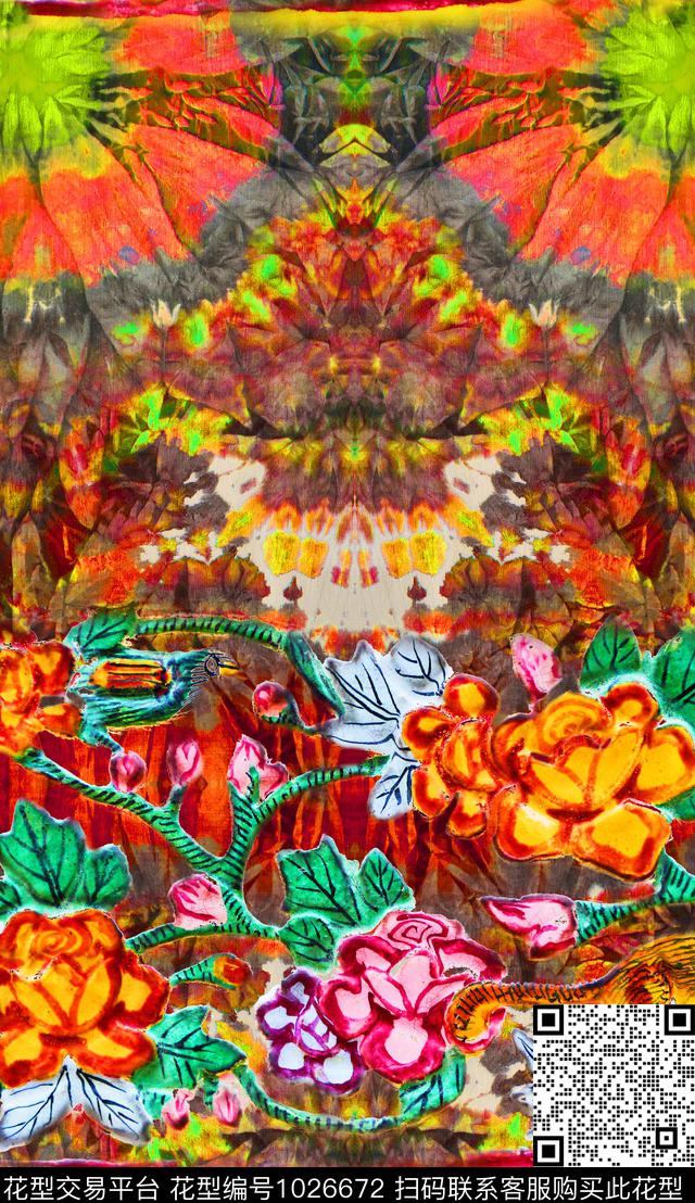 民族风线条几何数码印花华亿平台下载（图片编号: 1026672） - 瓦栏（Walan）