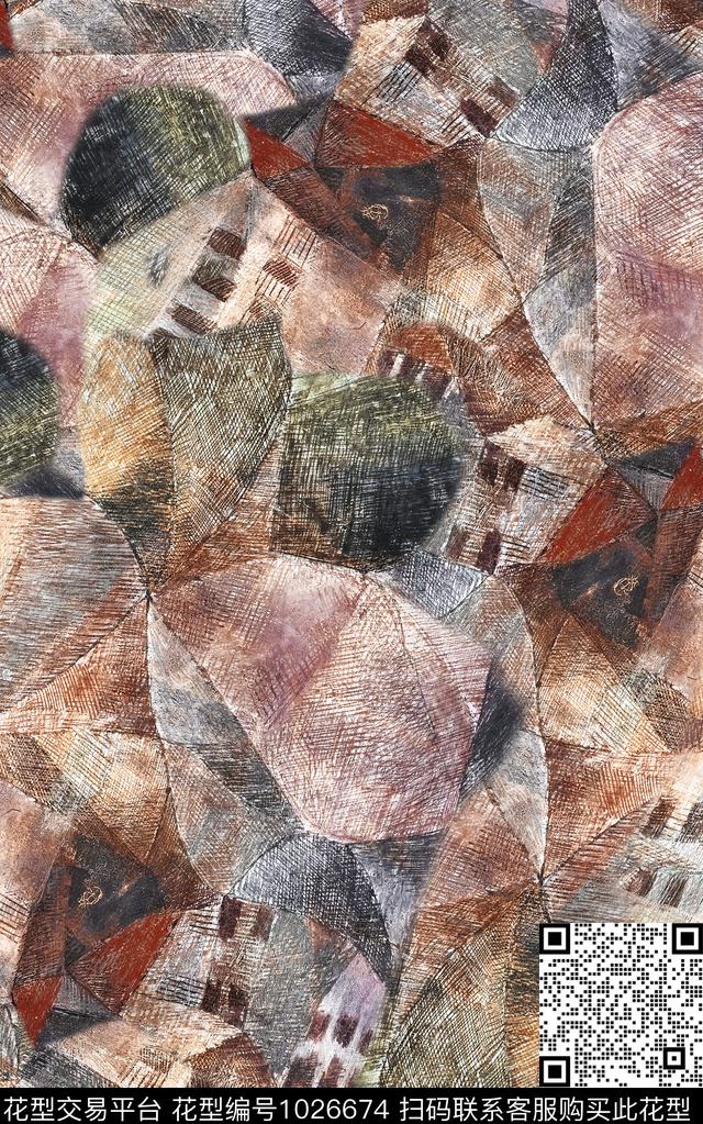 数码华亿平台抽象几何数码印花华亿平台下载（图片编号: 1026674） - 瓦栏（Walan）