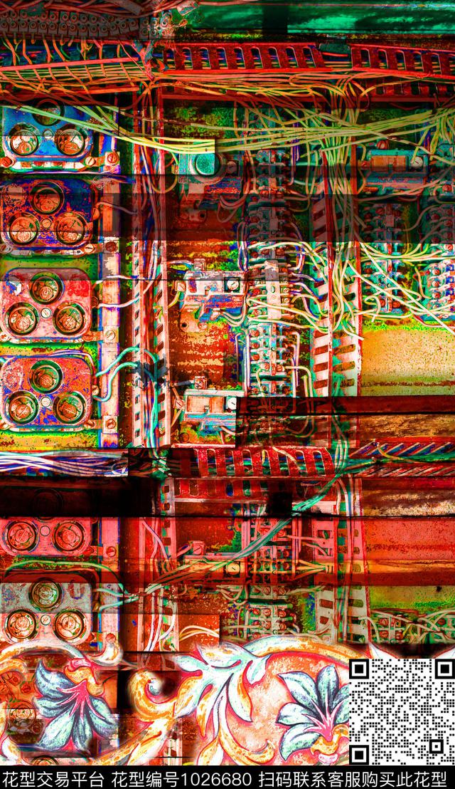 民族风线条几何数码印花华亿平台下载（图片编号: 1026680） - 瓦栏（Walan）