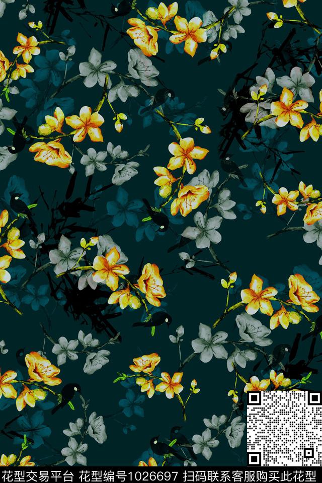 小碎花花卉女装数码印花华亿平台下载（图片编号: 1026697） - 瓦栏（Walan）