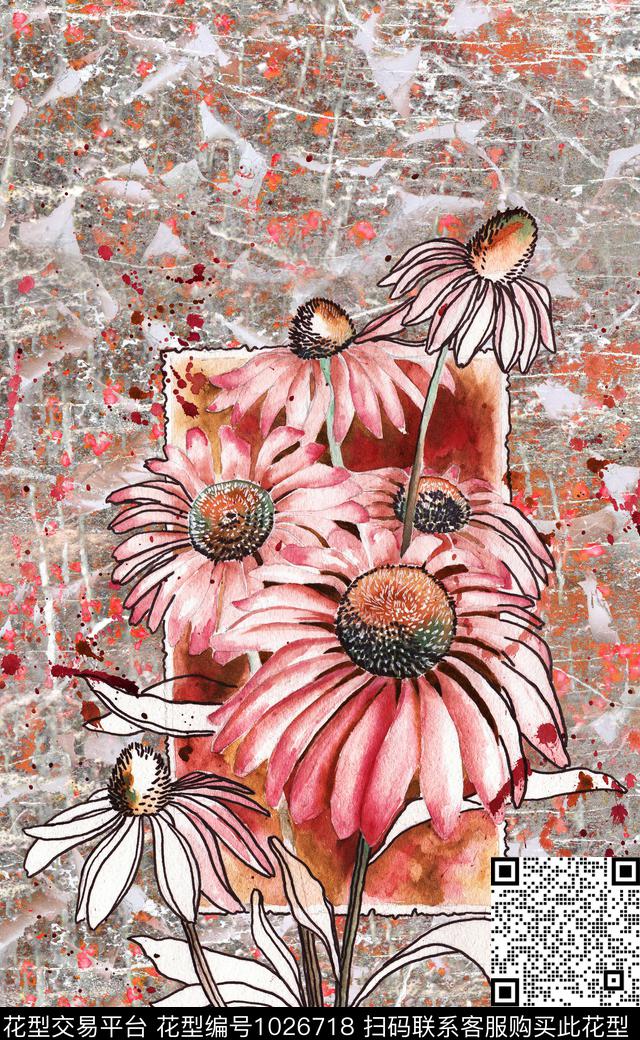 大花肌理定位花数码印花华亿平台下载（图片编号: 1026718） - 瓦栏（Walan）