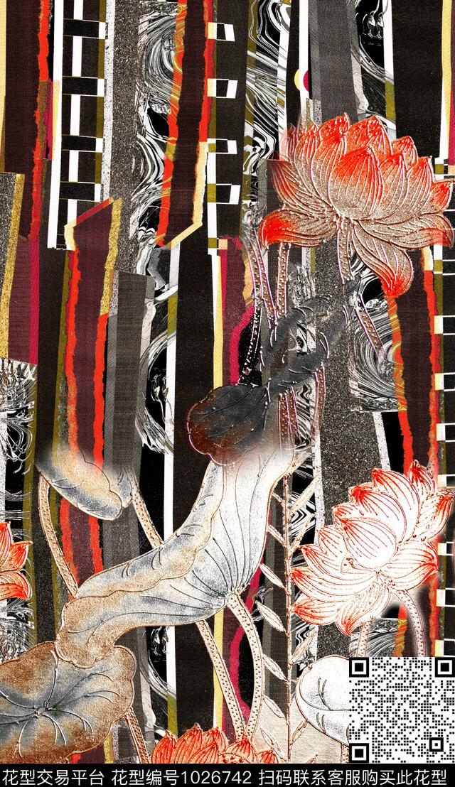 数码华亿平台民族风手绘花卉数码印花华亿平台下载（图片编号: 1026742） - 瓦栏（Walan）