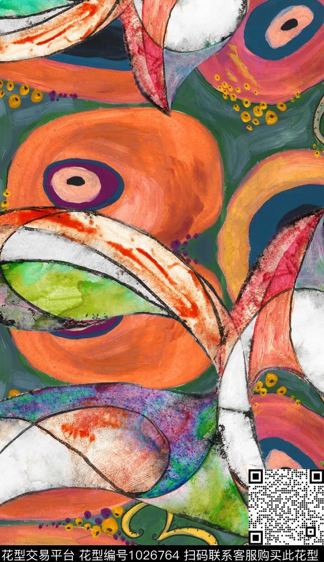 数码华亿平台民族风线条数码印花华亿平台下载（图片编号: 1026764） - 瓦栏（Walan）