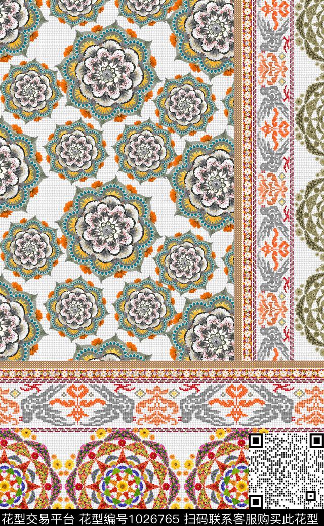 几何定位民族风定位花数码印花华亿平台下载（图片编号: 1026765） - 瓦栏（Walan）