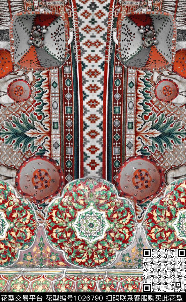 数码华亿平台民族风定位花数码印花华亿平台下载（图片编号: 1026790） - 瓦栏（Walan）