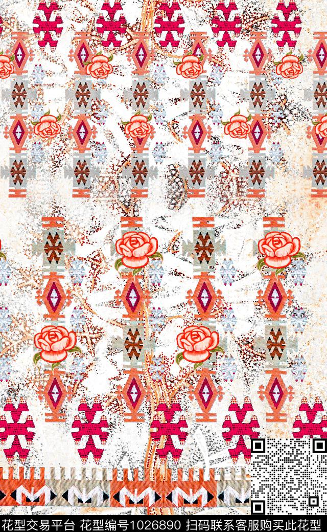 数码华亿平台几何定位民族风数码印花华亿平台下载（图片编号: 1026890） - 瓦栏（Walan）