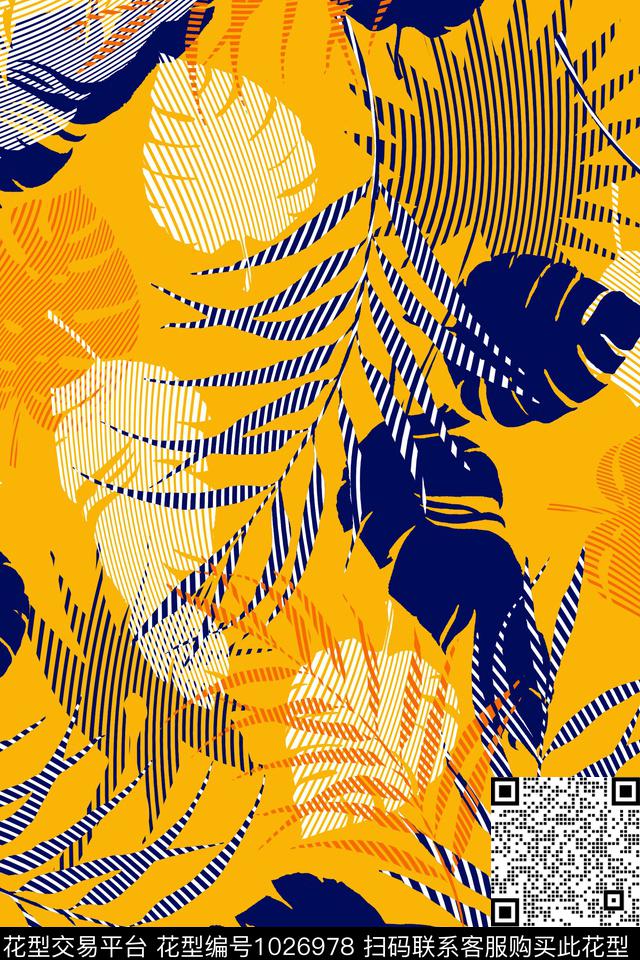 线条热带风格热带华亿平台传统印花华亿平台下载（图片编号: 1026978） - 瓦栏（Walan）