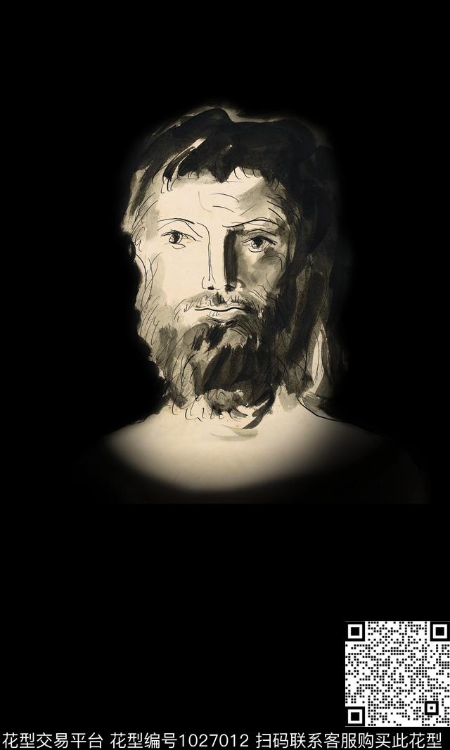 抽象花卉大牌风胸前独幅数码印花华亿平台下载（图片编号: 1027012） - 瓦栏（Walan）