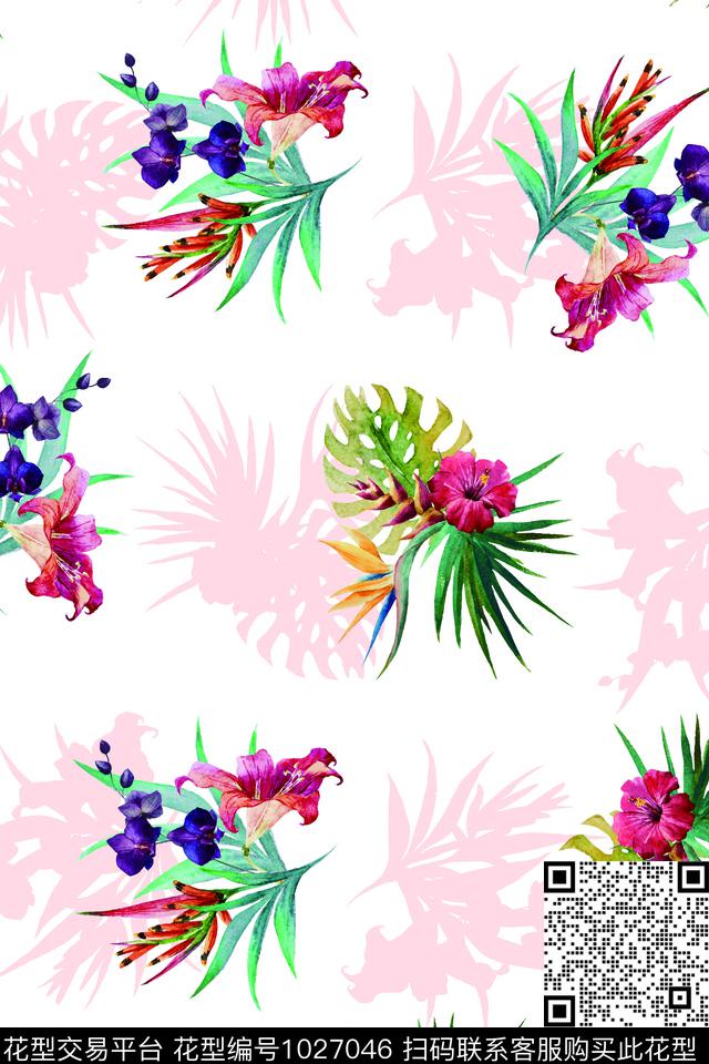 数码华亿平台小碎花月季花数码印花华亿平台下载（图片编号: 1027046） - 瓦栏（Walan）