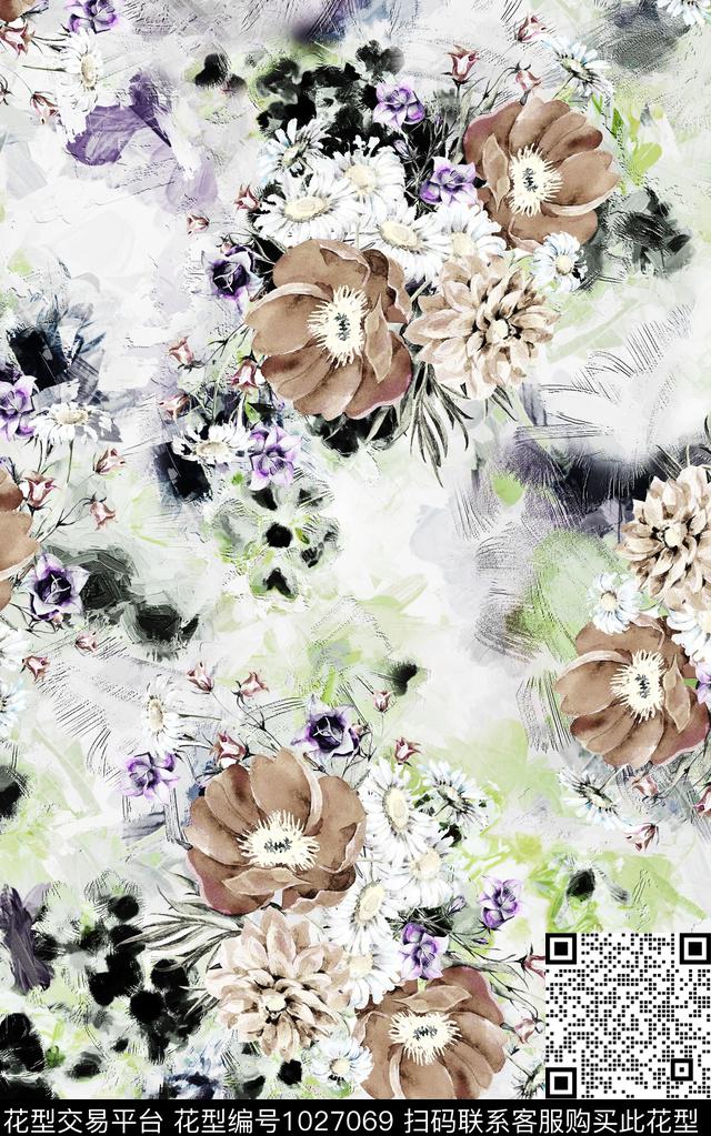 民族风花卉大牌风数码印花华亿平台下载（图片编号: 1027069） - 瓦栏（Walan）