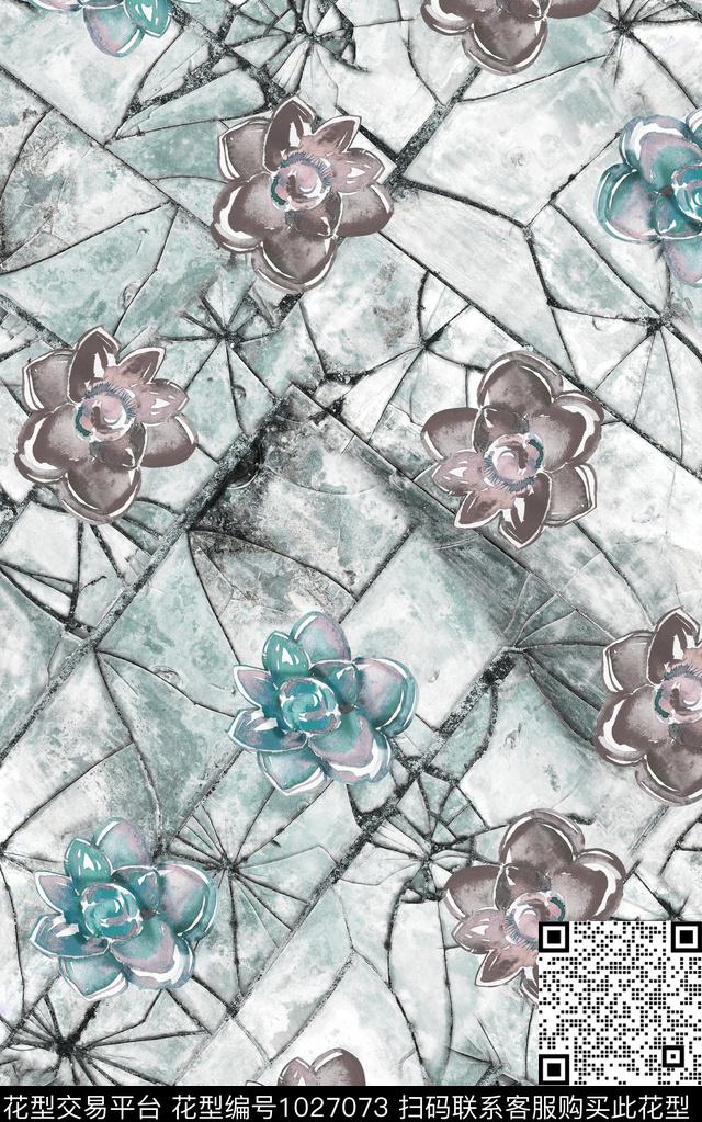 数码华亿平台花卉复古数码印花华亿平台下载（图片编号: 1027073） - 瓦栏（Walan）