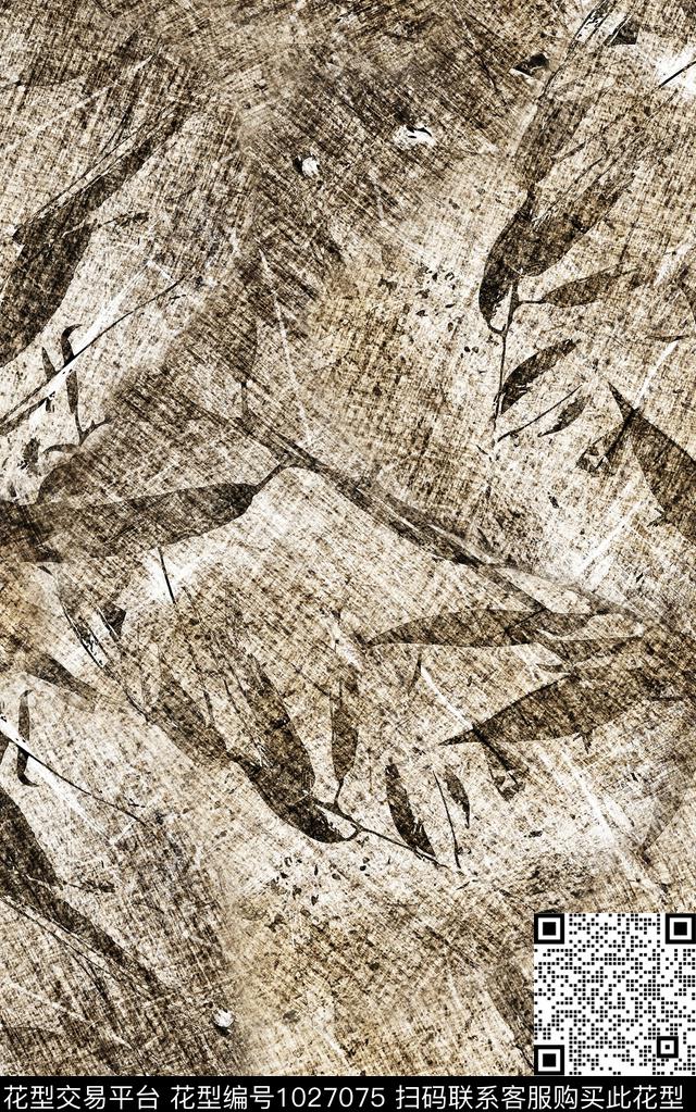 民族风复古绿植树叶数码印花华亿平台下载（图片编号: 1027075） - 瓦栏（Walan）