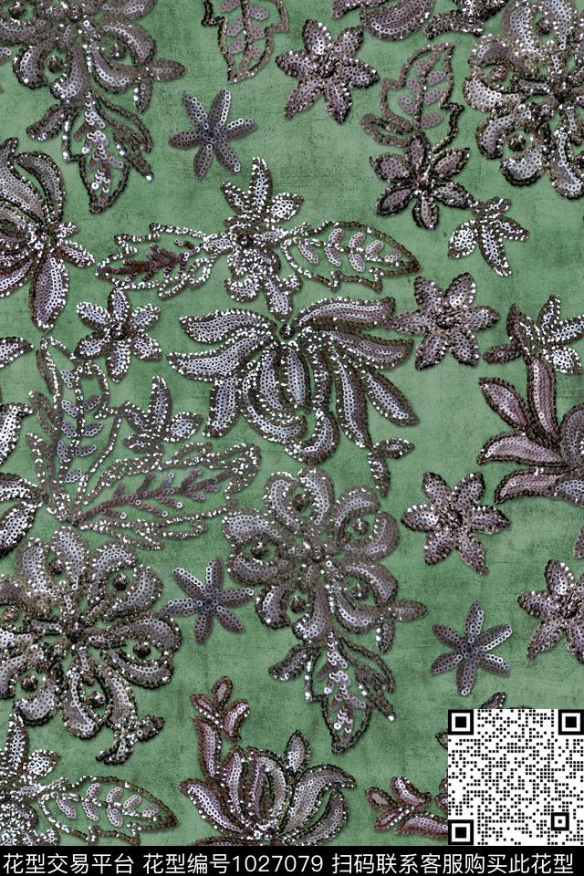 花卉绣花华亿平台珠片数码印花华亿平台下载（图片编号: 1027079） - 瓦栏（Walan）