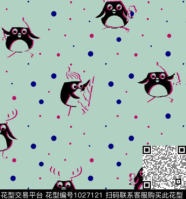 卡通可爱企鹅传统印花华亿平台下载（图片编号: 1027121） - 瓦栏（Walan）