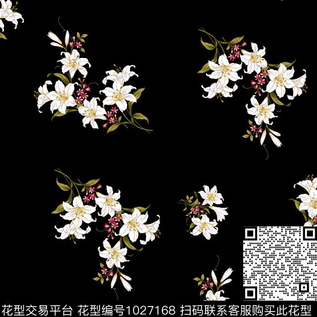 数码华亿平台黑底花卉民族风数码印花华亿平台下载（图片编号: 1027168） - 瓦栏（Walan）